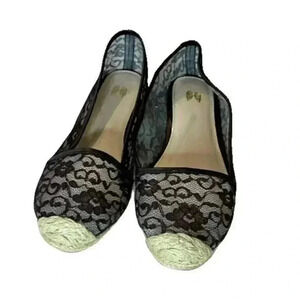 Victoria's Secret Burgundy Lace Espadrille Flats Shoes Size 8